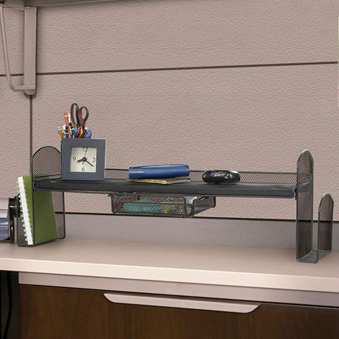 Safco Onyx Mesh Off-Surface Desk Organizer 3604BL, Black Powder Coat Finish, Durable Steel Mesh Construction