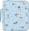 SUNEE Zippered Binder Bag with Handle, 2-Inch 3-Ring O-Ring, 500-Sheet Capacity, Includes Zip Pocket, 5-Tab Expanding File Folder, Multi-Pocket Organizer Binder for Middle School, Blue Dog