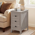 VASAGLE Side End Table with 3 Storage Drawers, Nightstand Farmhouse | Narrow Bedside Table for Living Room, Bedroom, Home Office, Washed Gray, LIRY Collection ULET132G101S