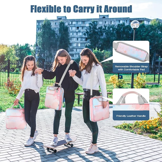 MoKo Zipper Binder, 2 inch 3 Ring Binder with 500 Sheet Capacity Multi-Pocket School Bag with Padded Shoulder Strap Handle, School Supplies Organizer for Middle Student, Orange Pink | Water-repellent 900D Oxford fabric with 5 file folders, 3 mesh pocke...