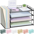 Spacrea 4-Tier Paper Organizer for Desk with File Organizer | Desk Organizers and Accessories Desk Accessories & Workspace Organizers for Office Supplies (Black)