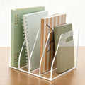 Clear Acrylic Magazine File Holder with Handles, 4-Slot Heavy-Duty Desk Organizer, Vertical Document Sorter & Book Rack for Office, Home & Classroom, Thick 5mm Tabletop Storage, 7.1x8.1x6.3 in