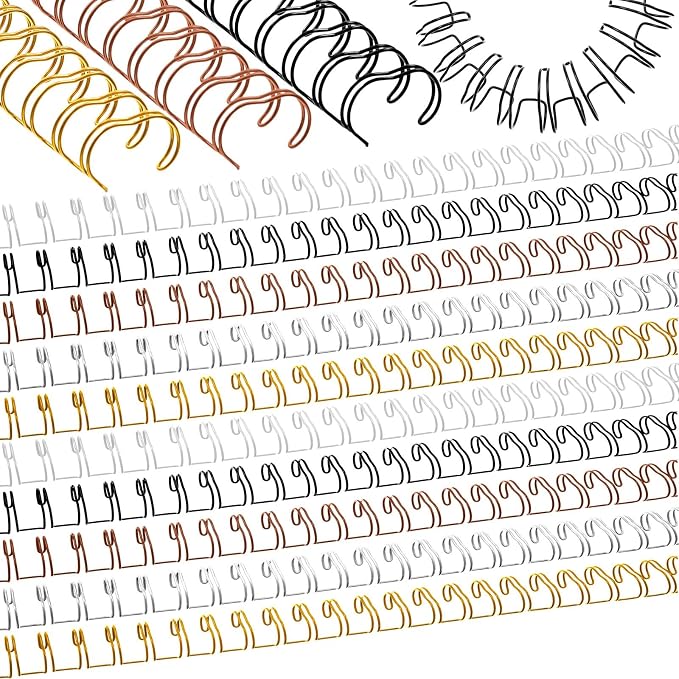 100 Pcs Metal Double Loop Binding Wires 9/16 Bulk Cinch Binding Wires Double Spiral Ring Coil 5 Colors Twin Spines Combs 23 Holes 2: 1 Pitch Cinch Coil Machine Wire