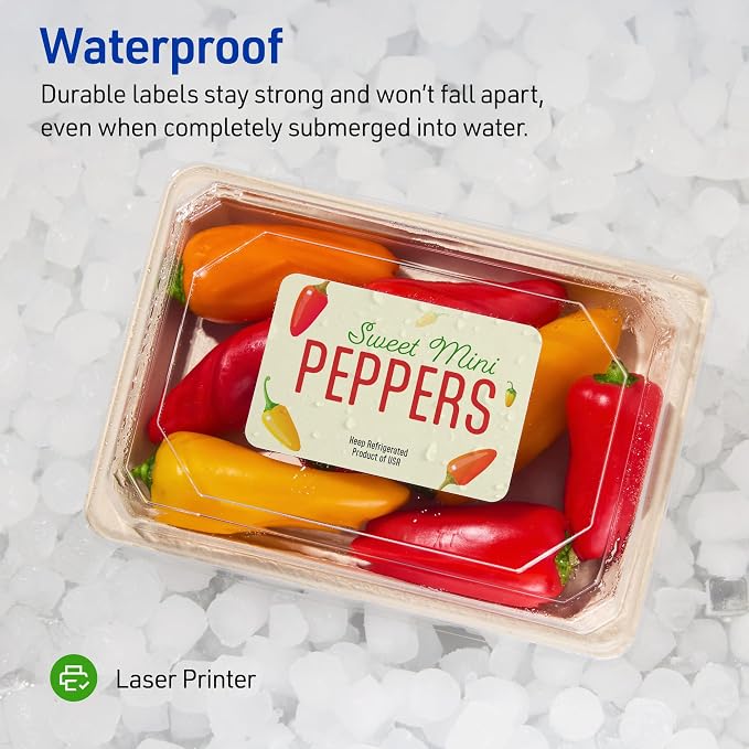 Avery® Waterproof Labels with UltraHold® Permanent Adhesive, 2" x 4", 500 Labels for Laser Printers (5523)