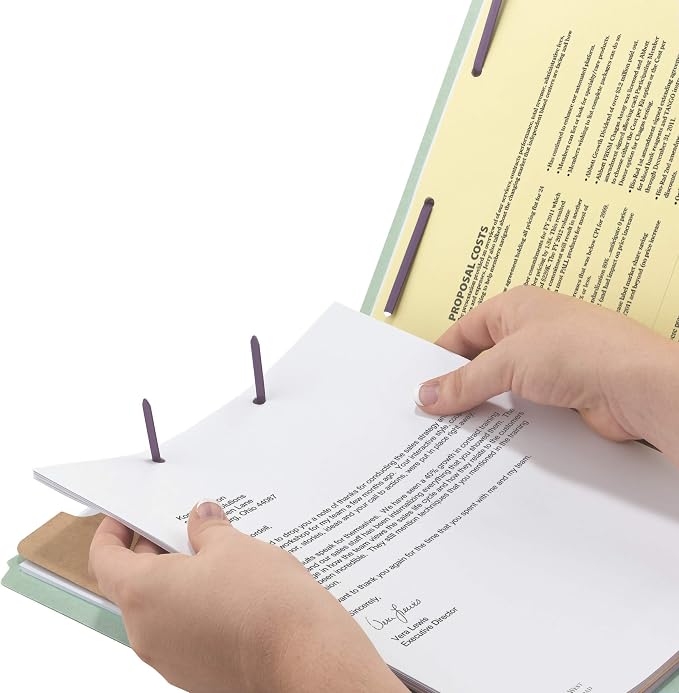 Smead End Tab Pressboard Classification File Folder with SafeSHIELD® Fasteners, 1 Divider, Gray/Green, Letter Size, 10 per Box (26800)