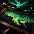 Aurora Borealis Gaming Mouse Pad XXL 31.5x15.7 Inch, Forest Desk Mat | Northern Lights Forest Design with Extended Large Mousepad, Waterproof Non-Slip Rubber Base Desk Pad for Gaming, Office, Home