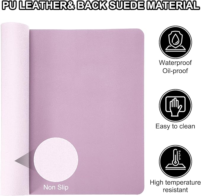 Patikil Desk Mat, 24"x13" Non-Slip Waterproof PU Leather Dual-Sided Desk Pad for Office, Home & Study, Purple