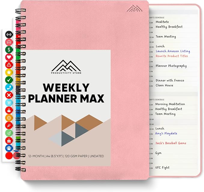 2026 Planner. 8.5" x 11" Spiral-Bound Weekly, Monthly and Daily Planner - Organize All 52 Weeks - Increase Productivity and Get Organized - Productivity Store (Pink)