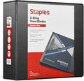 Staples Standard 4-Inch D-Ring View Binder, Black, 775 Sheets | Large-capacity binder for office and school document storage.