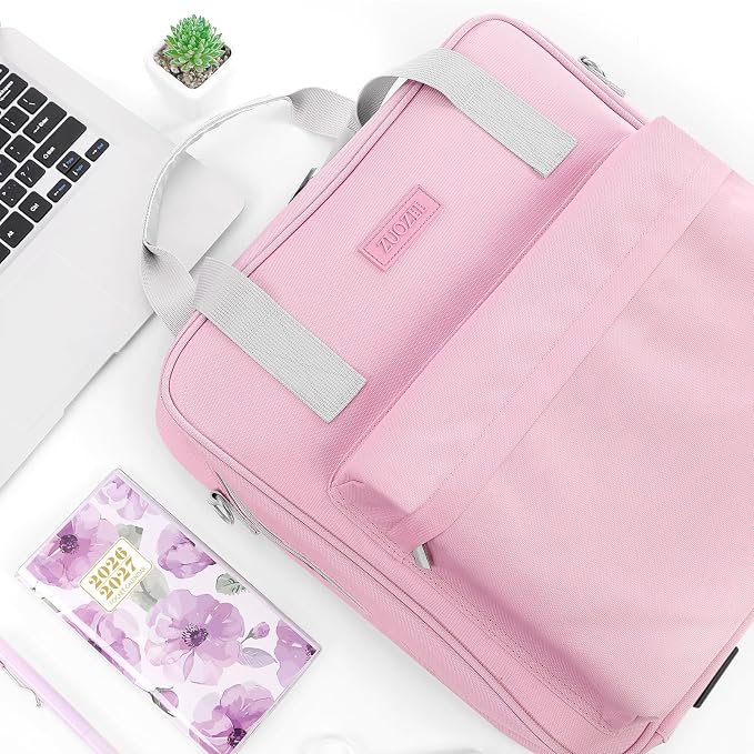 Zipper Binder 3 Ring with Shoulder Strap and Handle, Pink 2 Inch 3 Ring Binder with Zipper, Extra Pockets Holds 500 Sheets, Waterproof Trapper Keeper for Middle School & Work Organizer