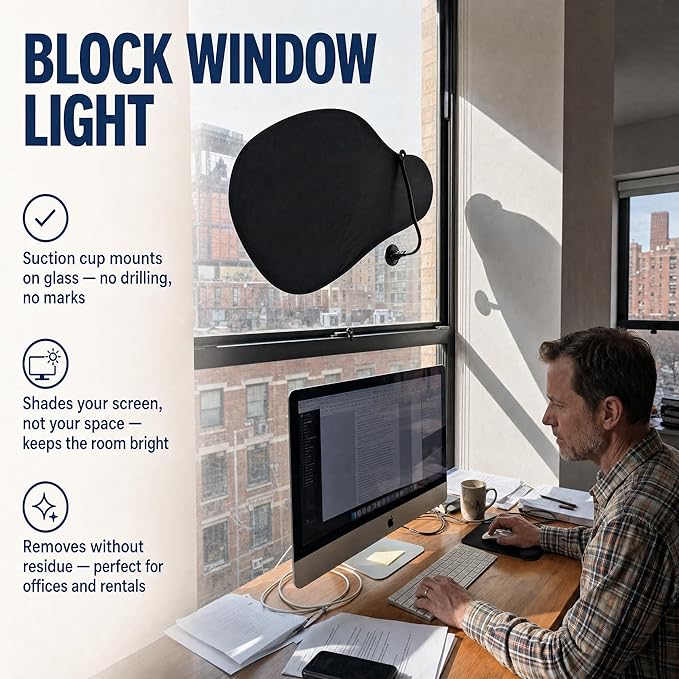 Livvie Desk Shade – Clip-On Cubicle Shade Block Overhead Lights and Glare