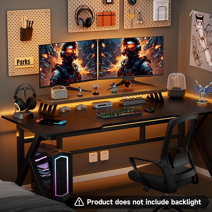 Dual Monitor Stand Riser, 39 Inch Large Wood Monitor Stands for 2 Monitors | Desk Monitor Riser for Computer/Laptop/Printer/TV, Stand Riser up to 220 lbs