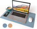 RENMTURE Dual-Sided Mouse Pad, Natural Cork & PU Leather Large Desk Pad for Office and Home Work, Desk Protector Non-Slip, Waterproof, Easy Clean (Blue Gray, 23.6" x 13.7")