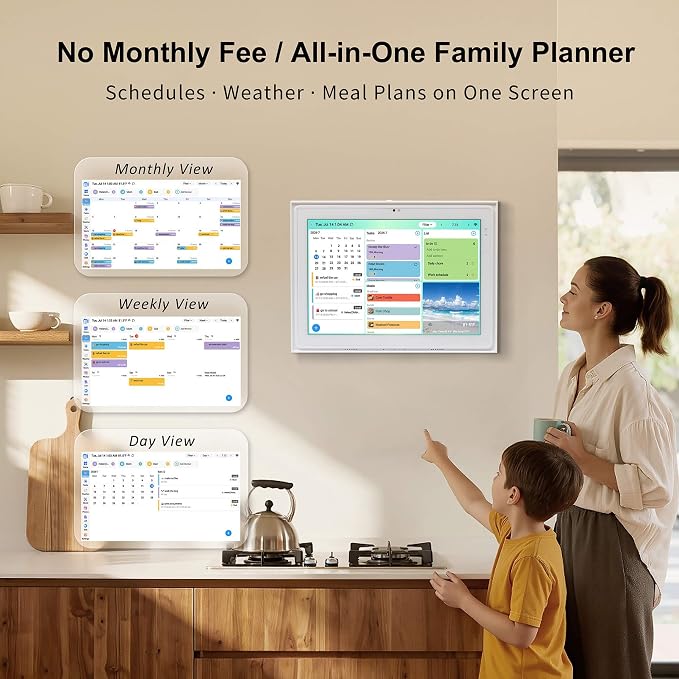 12.3" Digital Calendar Family Kitchen Hub With Meal Planner