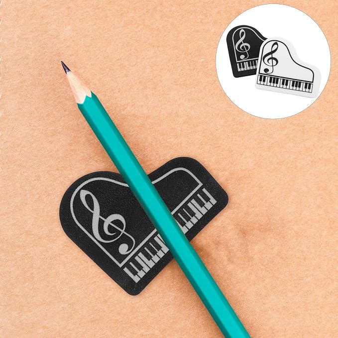 SEWACC Piano Shape Erasers 30 Pcs Small Portable TPR Erasers for Kids School Supplies Writing Correction Fun Stationery