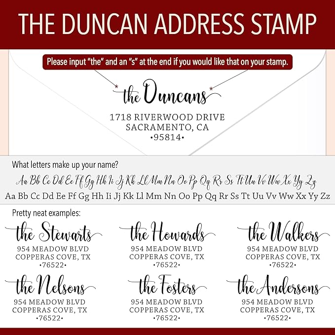 The Duncans Personalized Self-Inking Address Stamp | Envelope Return Address Stamp for Couples and Families | Custom Rubber Address Stamp (1, Medium)