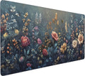 Floral Aesthetic Wildflower Gaming Mouse Pad, Morandi Vintage Botanical Desk Mat with Anti-Slip Base & Stitched Edges,35.4" x 15.7" in Desk Accessories for Women, Home Office Decor & Artistic Gift