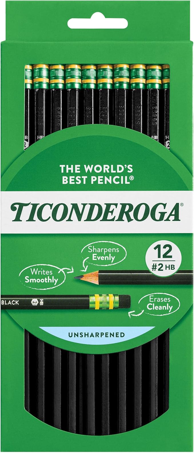 Ticonderoga Pencils, Wood-Cased Graphite, #2 HB Soft, Black (13953) (Pack of 72, 864 Count Total)