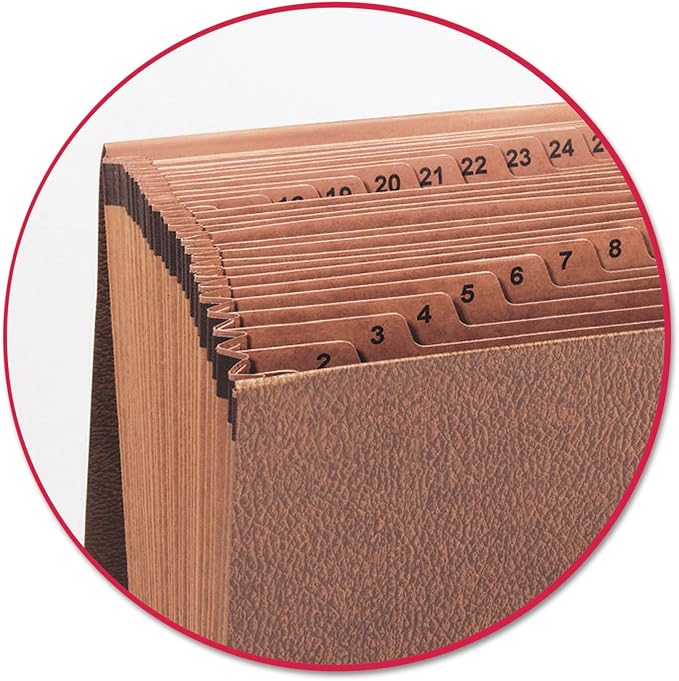 Smead TUFF Expanding File, 31 Pockets, Daily (1-31), Flap and Cord Closure, Legal Size, Redrope (70369)