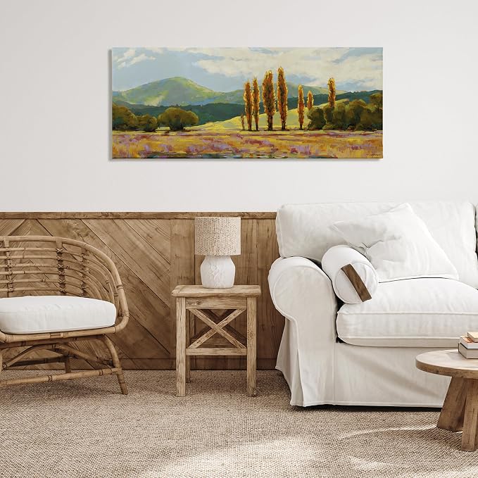 Subdued Countryside Landscape Vista, 17 x 40 Inch Canvas Wall Art | Stupell Industries · By Trevor Copenhaver · Ready to hang · Serene pastoral decor for living room or lounge · Made in USA