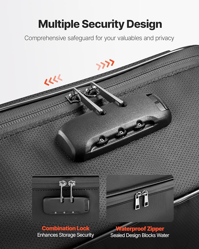 VEVOR Fireproof Document Box, 1832 ℉ Heat Insulated Fireproof & Waterproof Box with Lock, Portable Multi-Layer Home Office Travel File Storage Organizer, for Passports, Important Documents, Files