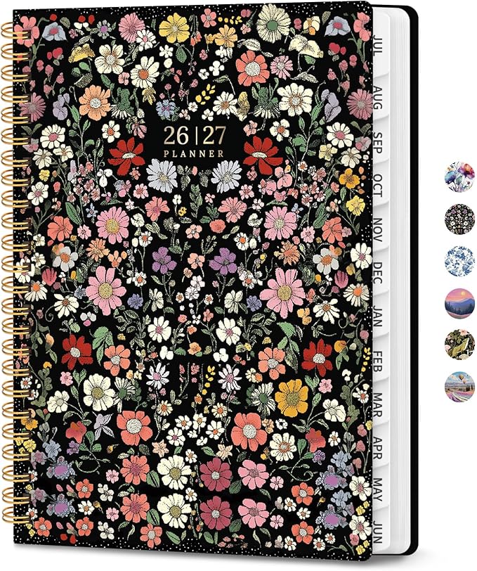 ZOTIA Academic Planner 2026-2027, Monthly & Weekly Jul 2026-Jun 2027 | Starlit Garden, 6.3" x 8.5" Calendar Planner for Women, Hardcover Pretty Organizer for Women, School Office Home Supplies