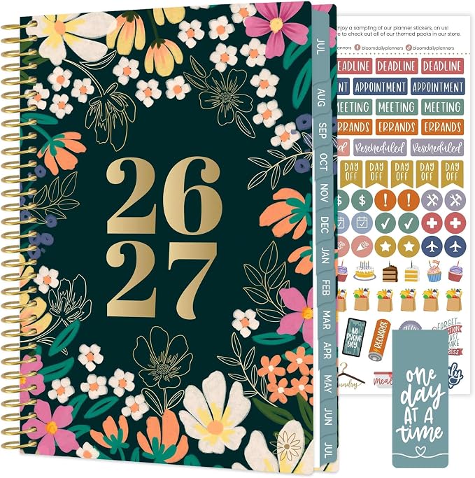 bloom daily planners 2026-2027 Planner - Academic Year (July 2026 - July 2027) Monthly & Weekly Soft Cover Planner for Women - 13 Month Inspirational Agenda Book with Stickers - 5.5" x 8.25" - Blooming Wildly