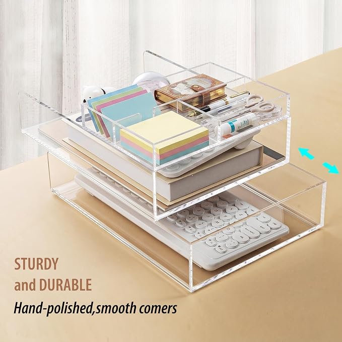 3 Pack Acrylic Paper Tray Organizer for Desk Clear File Organizer,Acrylic Desk Organizers and Accessories Sorter,Perfect for File Paper, Ipad, Letter, A4 Office File, Books, Notes.(Vertical)