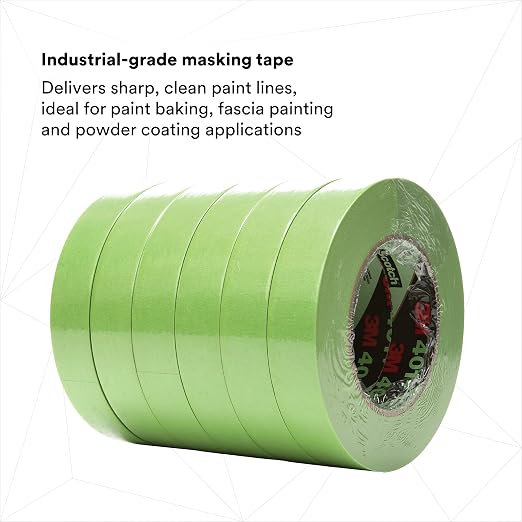 3M High Performance Green Masking Tape 401+, 24 mm x 55 m, 6.7 mil | 24 Roll/Case, Superior Adhesion, Clean Removal, Highly Conformable, Paint-Bleed Resistant