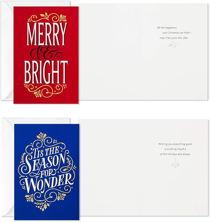 Hallmark Boxed Christmas Cards Assortment, Merriest Christmas (6 Designs, 24 Cards with Envelopes)