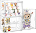 Attelite Acrylic Display Case for Collectibles 4 Tiers Clear Showcase,3Pcs | 3 Adjustable Dividers, Clear Acrylic Box for Figures, Tool-free Assembly,Magnetic Door, Dustproof,thicken plastic
