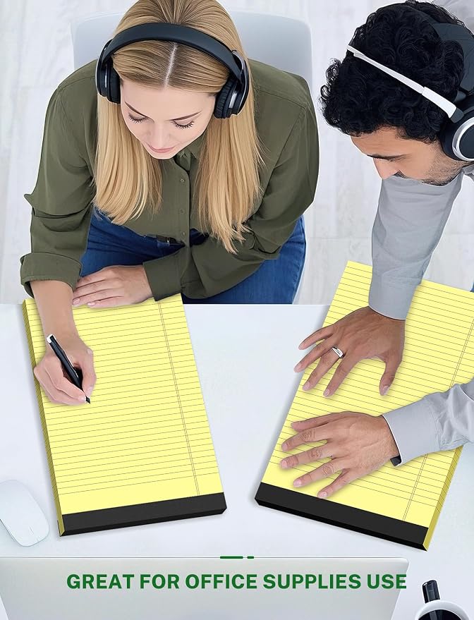Zaviko Legal Pads 8.5 x 14, Wide Ruled Legal Pad, Yellow Paper 8.5 x 14