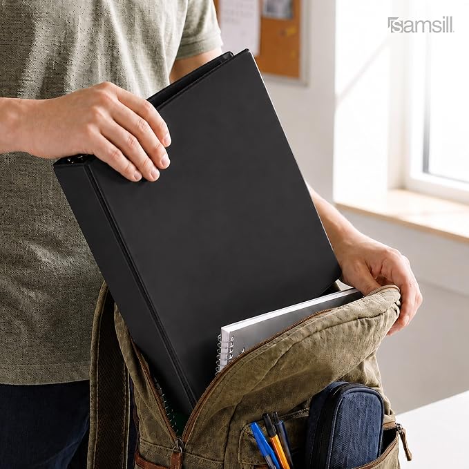 Samsill 2 Inch 3 Ring Binders, Economy Round Ring, Clear View Cover, 425 Sheet Capacity - for School, Home, Office - Black, 6 Pack