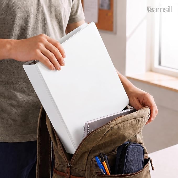 Samsill 3 Inch 3 Ring Binder, Economy Round Ring, Clear View Cover, 550 Sheet Capacity - for School, Home, Office - White