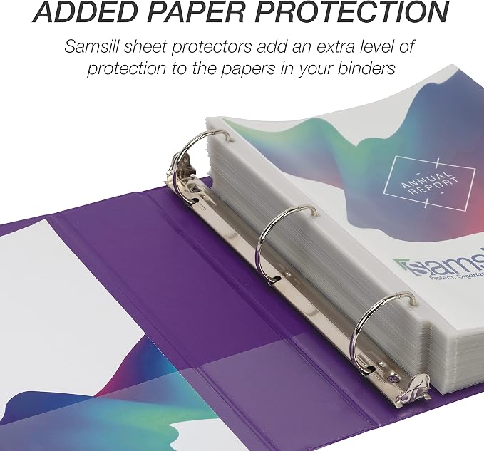 Samsill Durable 2 inch 3 Ring Binder, D Ring Binder, 100% Recycled Chipboard, Purple