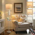 Dimmable Farmhouse Floor Lamp for Living Room, 2-in-1 Rustic Floor Lamp with Main&Night Light,Linen Shade&Dual Switches, 65" Standing Lamp for Bedroom Office Corner Dining Room, Wood Pole Lamp