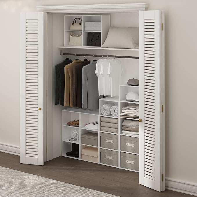 Furinno LUDER 4-Tier Book Shelf, Open Shelves Bookshelf, White | 9 x 15.6 x 41.7, Closed Back, Modern Bookcase, for Living Room, Bedroom, Home Office