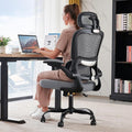 TRALT Office Chair Ergonomic Desk Chair - Gaming Chair with Lumbar Support | 330 LBS Home Office Desk Chairs with Headrest, Reading Chair with Flip-up Armrests, Comfortable Computer Chairs (1, Grey)