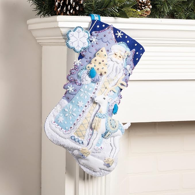 Bucilla Felt Applique 18" Stocking Making Kit, Winter Wonderland, Perfect for DIY Arts and Crafts, 89540E