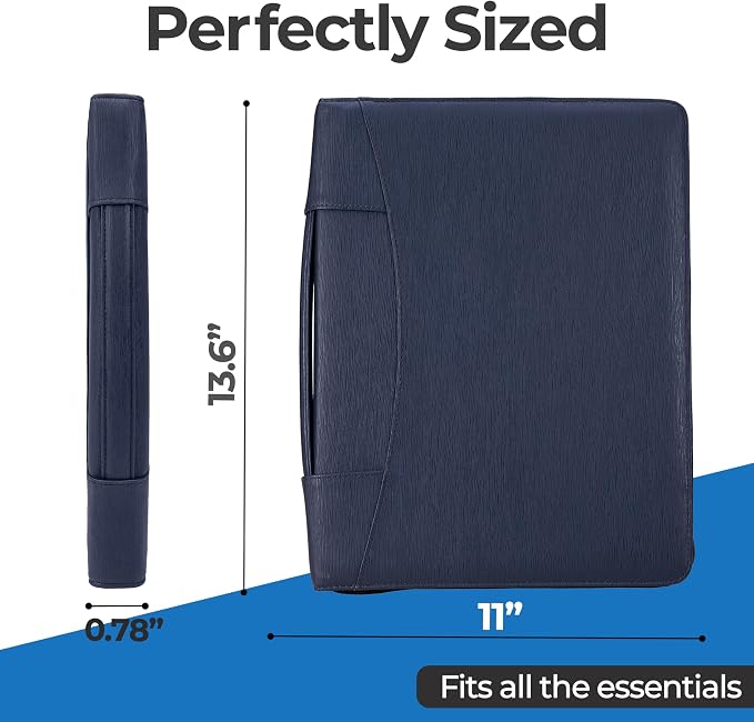 Case-it Zipper Padfolio | Letter Size | PAD-62 Navy | Supreme, Letter Size Writing Pad, Tablet Case, School & Office