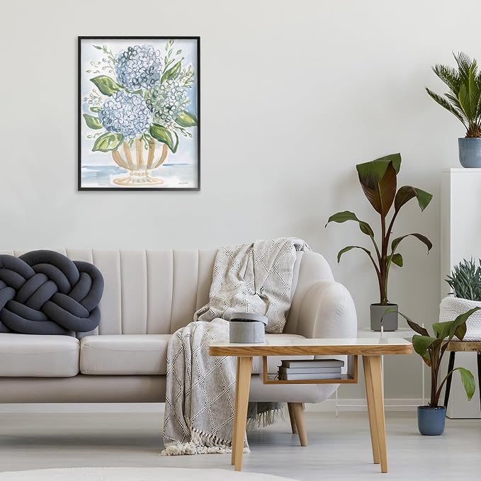 'Serena Pastel Hydrangea Bouquet'| Framed Giclee Art | Stupell Industries | Black, 16 x 20 Inches, Easy to Hang and Sturdy, Made in USA, by Haley Knighten