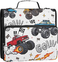 Truck Racing Car Flag Truck 3 Ring Binder Bag 1.5 inch Binder Organizer with Zipper Shoulder Strap 500 Sheet Documents Storage for School Office