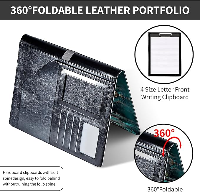 Padfolio/Portfolio Folder Clipboard,Padfolio Clipboard,Writing Portfolio Leather with Cover for Card Holder Slot Letter Size A4 for Office Conference Notepad Clip Boards,Lovely Wolf