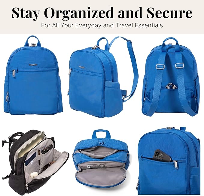 Securtex Anti-Theft Getaway Backpack - 9.4"x13"x5" Travel Safe Bag w/Locking Zippers, Slash-Resistant, RFID