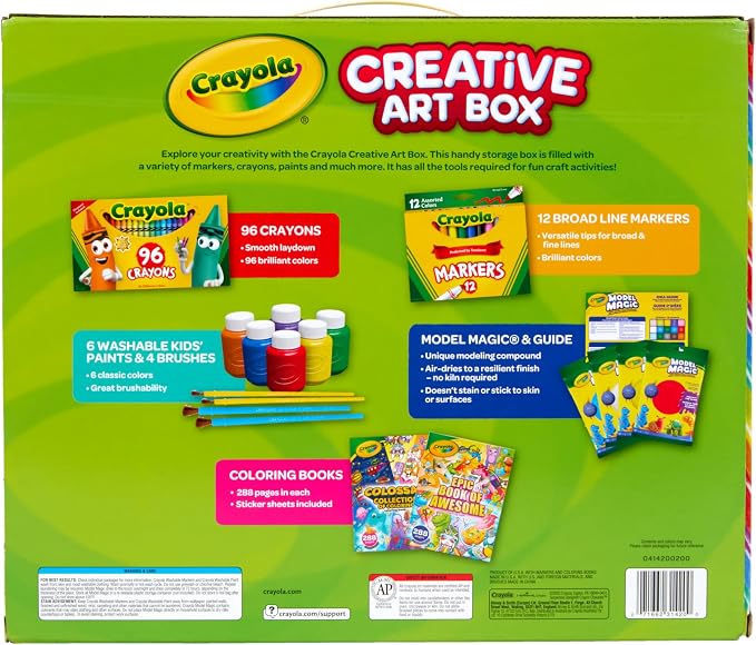 Crayola Art Set for Kids (125pcs), Art Supplies Kit with Giant Coloring Books, Washable Paints, Markers & Storage Box, Gift for Kids, Ages 5+ [Amazon Exclusive]