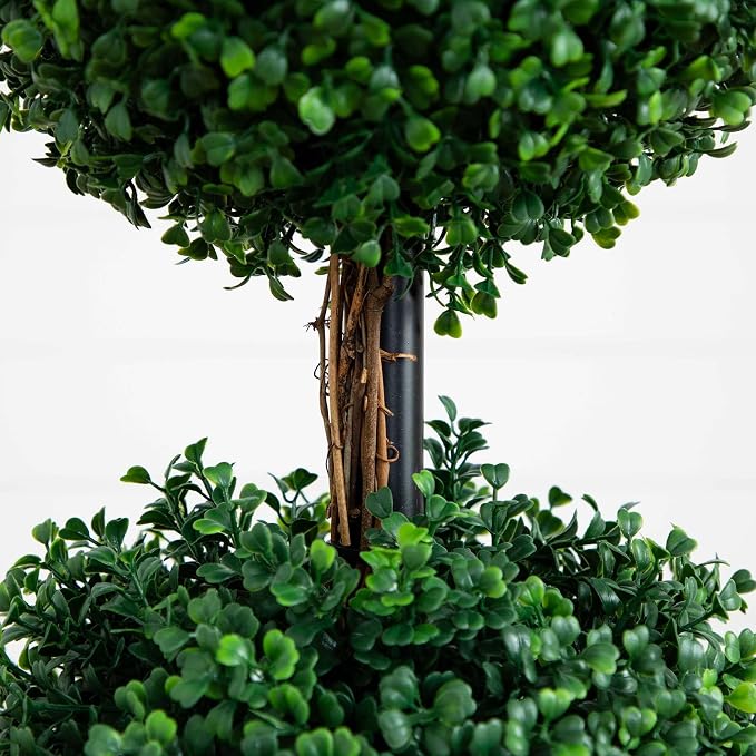 Nearly Natural 4 ft Artificial Triple Ball Boxwood Topiary Tree with Pot | 732 Lifelike Leaves, Quality Materials, Stabilized in a Nursery Planter, Suitable for Indoor or Outdoor Use