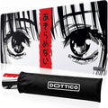 XL (31.5×11.8 in) Manga Eyes Gaming Mouse Pad – Japanese Minimalist Desk Mat with Kanji & Bold Art – Non-Slip, Water-Resistant Surface, Stitched Edges – Anime Red