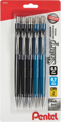 Pentel Sharp Mechanical Pencil (0.7mm), Black & Blue Barrel, 5 pack (P2057BP5AC)