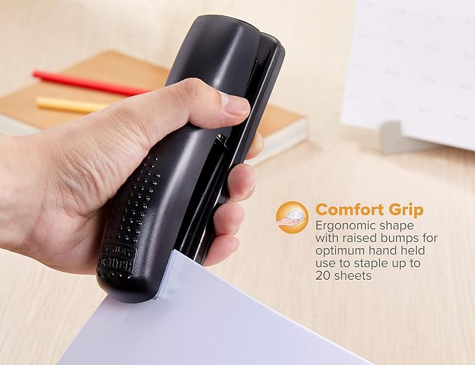 Bostitch Office Ergonomic 20 Sheet Desktop Stapler, Black, 2-Pack