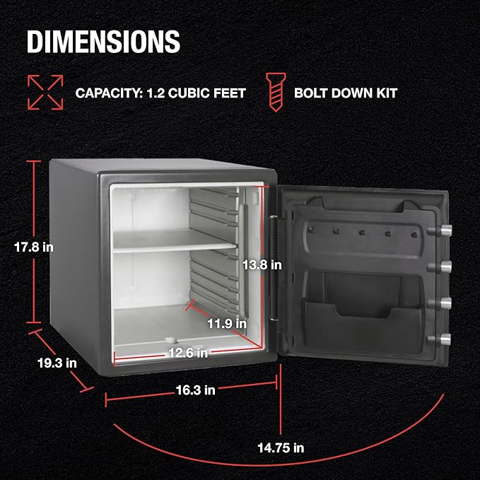 SentrySafe Fireproof Waterproof Safe Dial Comboination 1.23 Cu Ft SFW123DSB